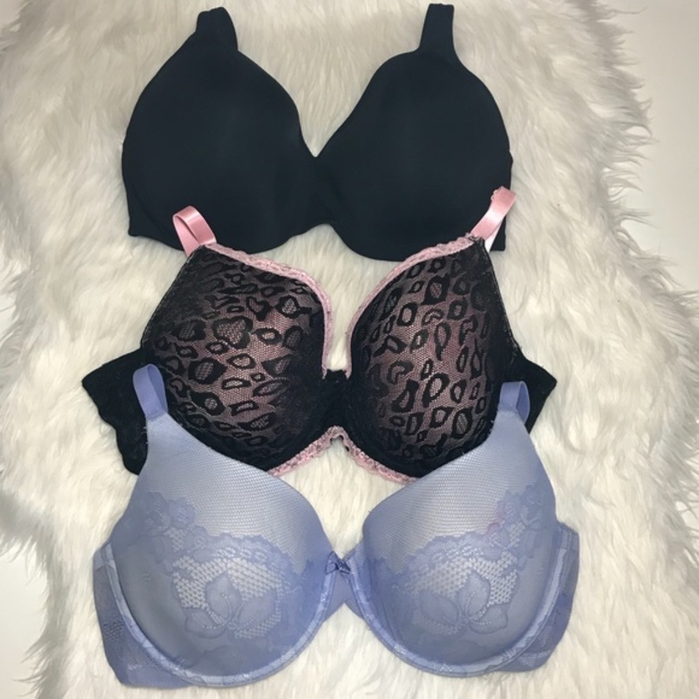 3 Lined Full Coverage Lace Bra Bundle 40C Lace